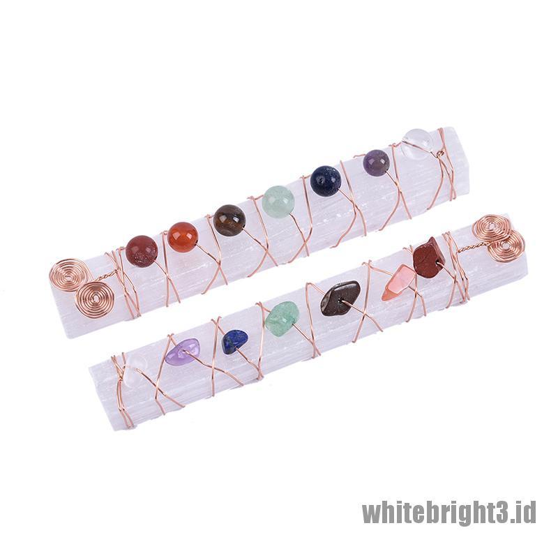 ❤White3 Warna Putih❤ Stik Batu Kristal Kuarsa Selenit Alami Untuk Pembersih Energi Chakra