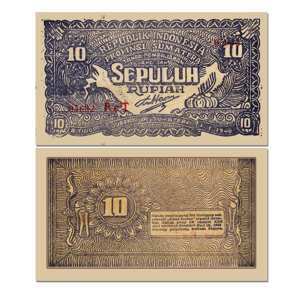 Uang 10 Rupiah Orida sumatera souvenir replika refro