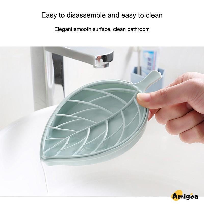 Kotak Sabun Daun Kreatif Kamar Mandi Gratis Punch Suction Cup Toilet Drain Soap Rack - AG2