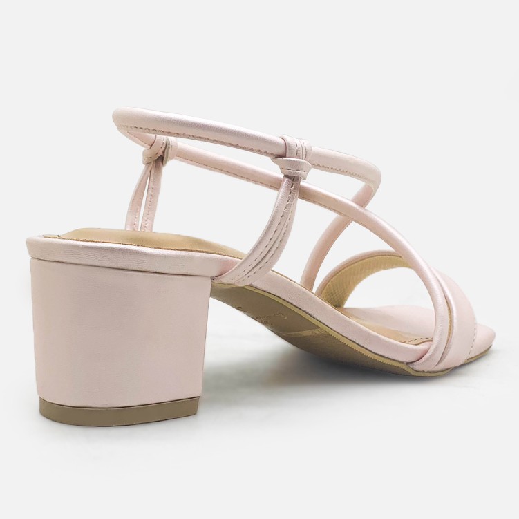 La Vita E Bella Crossed Strappy Sandal Block Heels Wanita [LV1007] - Pink