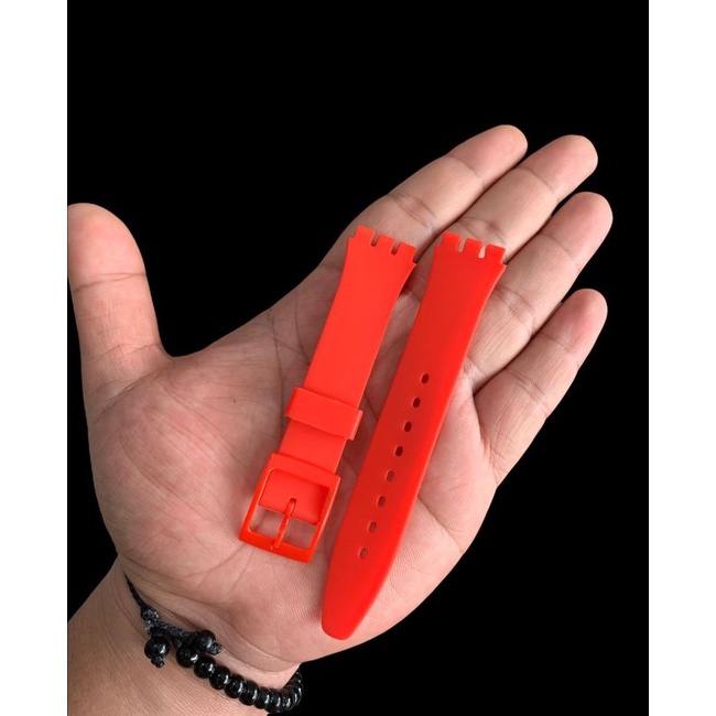 Strap Tali jam tangan swatch Cewe Full merah 17mm lembut