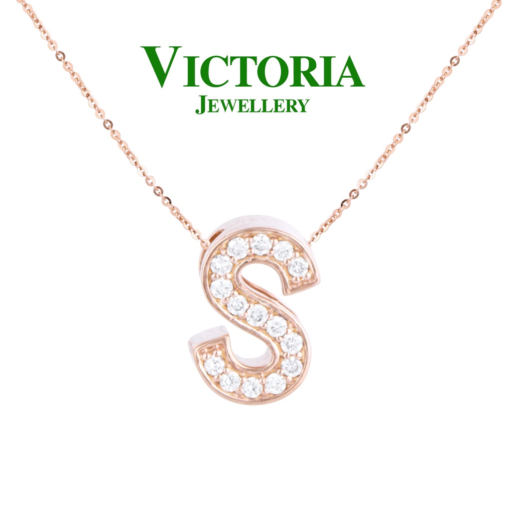 Liontin Berlian Inisial / Liontin Huruf S Victoria Jewellery