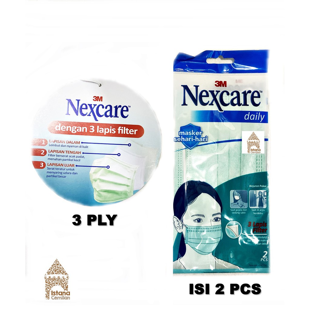 3M Nexcare Daily Mask / Makser Earloop 3 Ply (isi 2 pcs)