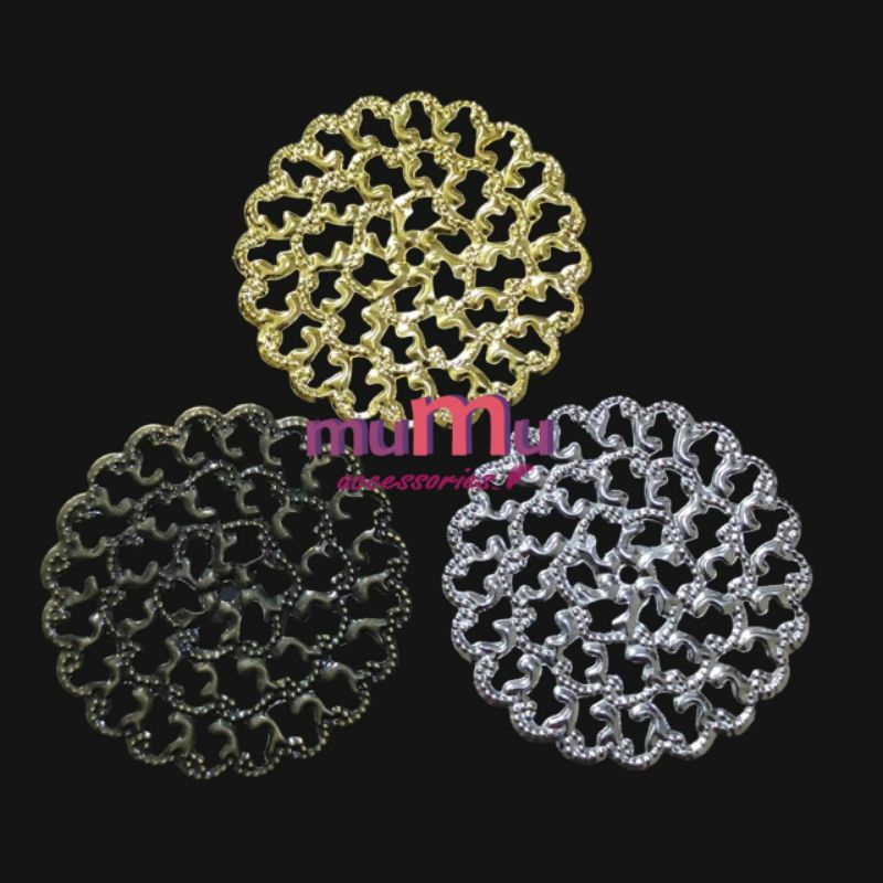 Lempengan bulat bahan aksesoris craft lempeng plat besi ( 12 pcs )