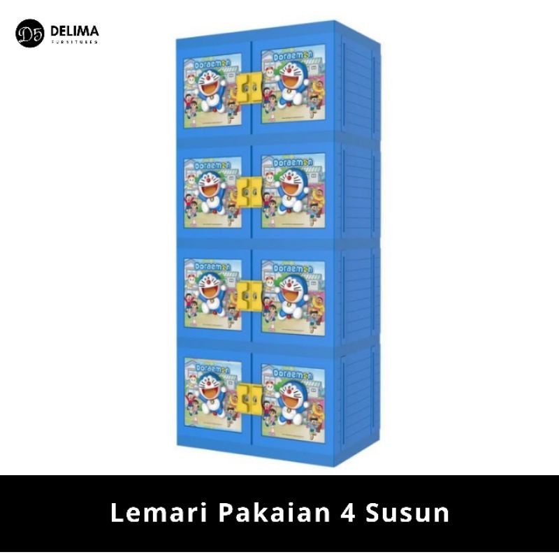 Naiba Lemari Pakaian Plastik 4 Susun Serbaguna Karakter 3D - Doraemon