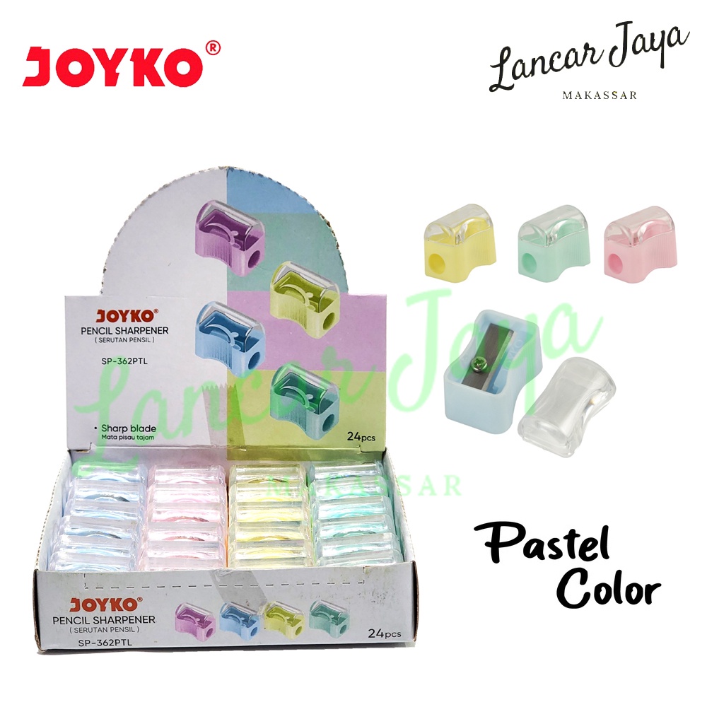 

[ 1 BOX / 24 PCS ] Serutan Sharpener Rautan Joyko SP-362PTL Pastel Color