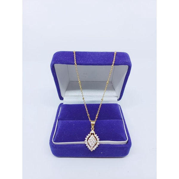 kalung jedar + liontin wajik full mp/ kalung perak asli silver 925 lapis emas/ kalung fashion wanita