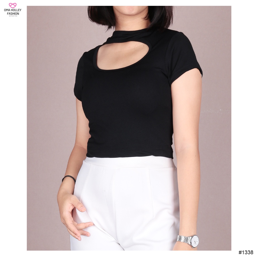 (COD) OH Fashion Ester T-shirt Wanita Crop / Kaos Wanita Gaya Korea Murah #1338