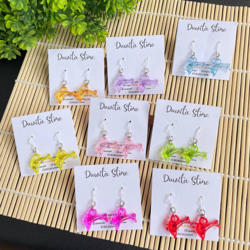 HANDMADE ANTING ANAK/DEWASA KAITAN PLASTIK MOTIF DOLPIN BENING