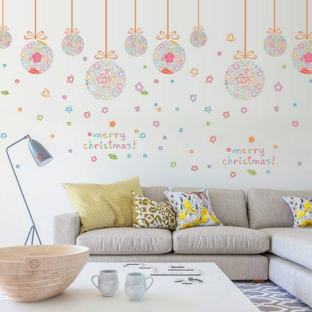 RELIZA Wall Sticker / Wallsticker / Stiker Dinding 60X90 GLASS CHRISTMAS BALL SK9071