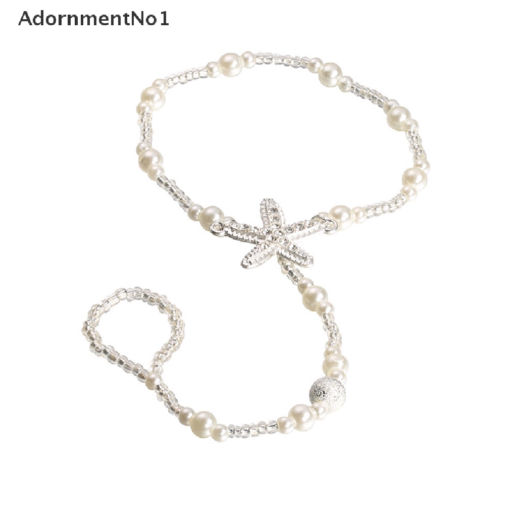 (AdornmentNo1) Gelang Kaki / Cincin Rantai Aksen Mutiara Untuk Perhiasan Wanita / Pantai