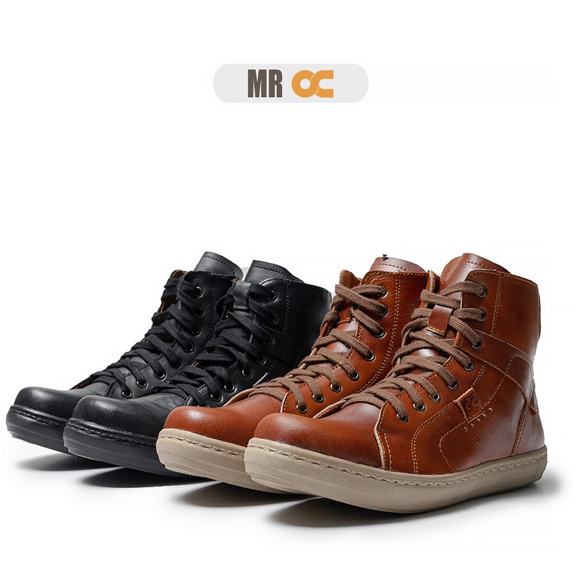 SEPATU BOOT PRIA MR OC WARNA COKLAT DAN HITAM100% KULIT ASLI