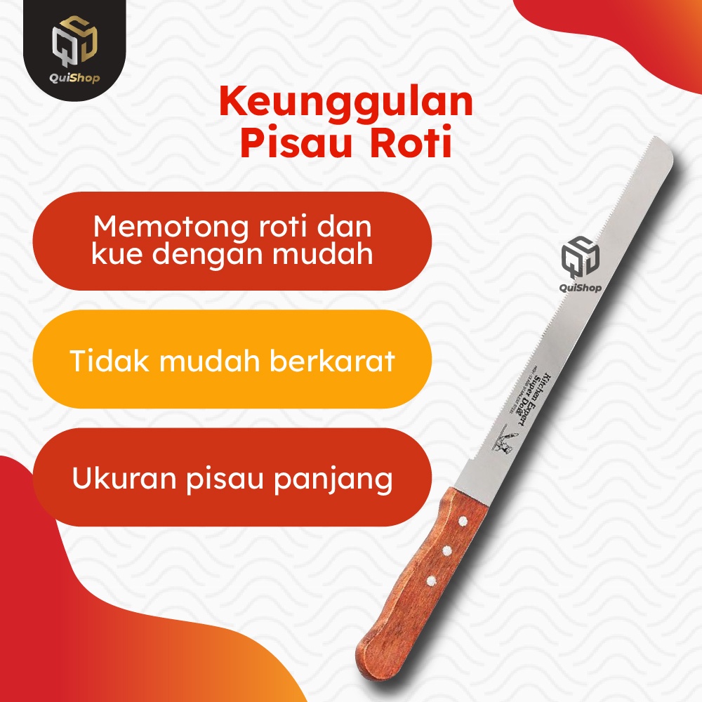 Pisau Roti Stainless Gerigi Panjang Serrated Bread Cake Knife Peralatan Dapur Perlengkapan Rumah Berkualitas Termurah