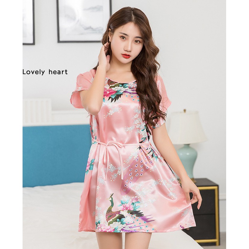 Baju Tidur Daster Satin Korea Fashion MERAK Wanita Peacock Babydoll Fashion Silk Sleepwear-SEMANGKA