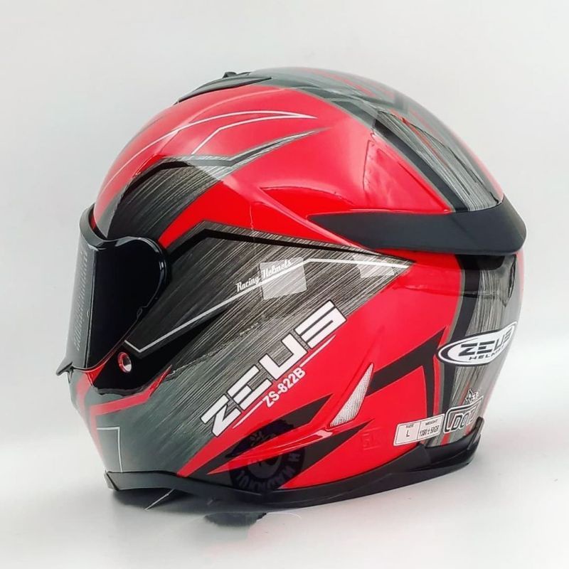 HELM ZEUS ZS822B ZS 822 AO21 DRED/BLACK FREE DARK VISOR
