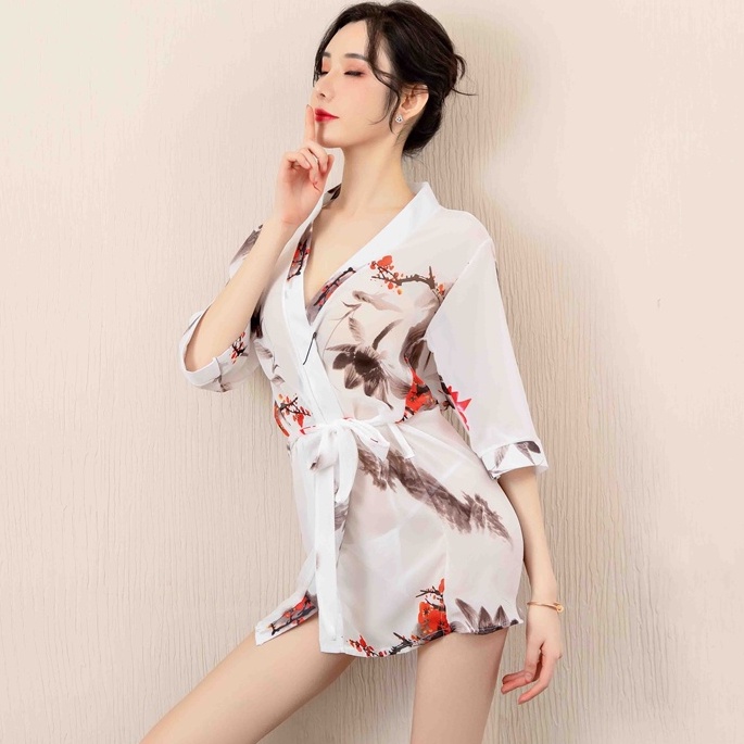 SEXY KIMONO LINGERIE SIFON PREMIUM DASTER SEKSI BAJU SEKSI WANITA HOT TRANSPARAN BAJU DINAS MALAM PE