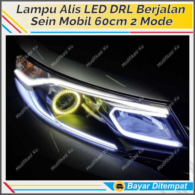 LAMPU DRL LED ALIS SEN MOBIL BERJALAN 2 MODE 60 CM + WELCOME LIGHT MODEL SLIM TIPIS