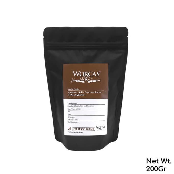 

Kopi Polomero Espresso Blend 200 Gram (Biji/Bubuk) | Worcas Coffee - KOPI BIJI