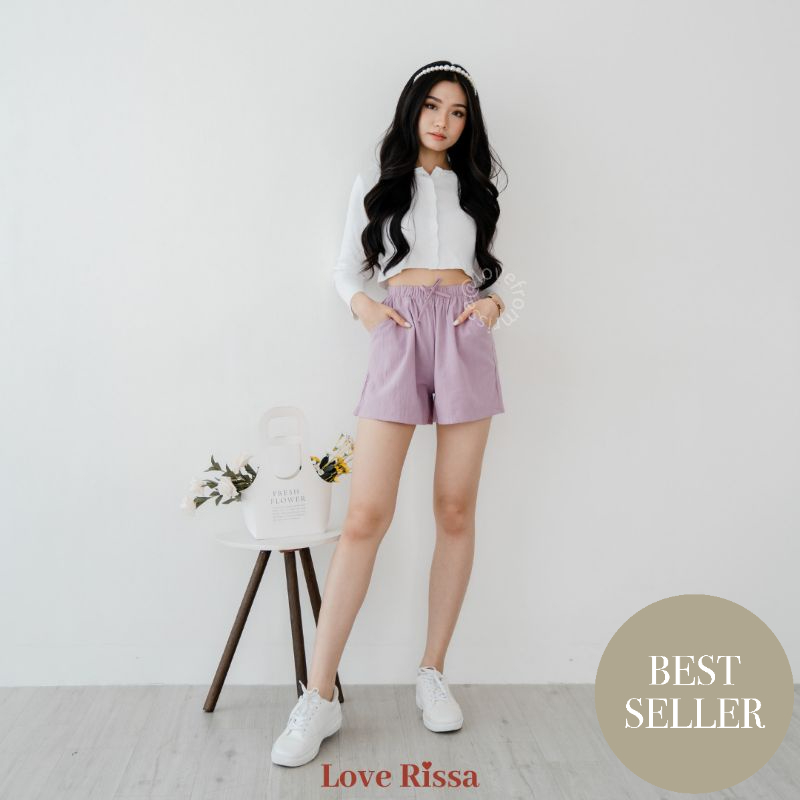 Celana Pendek Rumah Wanita HANA Celana Pendek High Waist Celana Santai Karet Katun Shorts Sport Hot Pants Casual Shorts Love Rissa