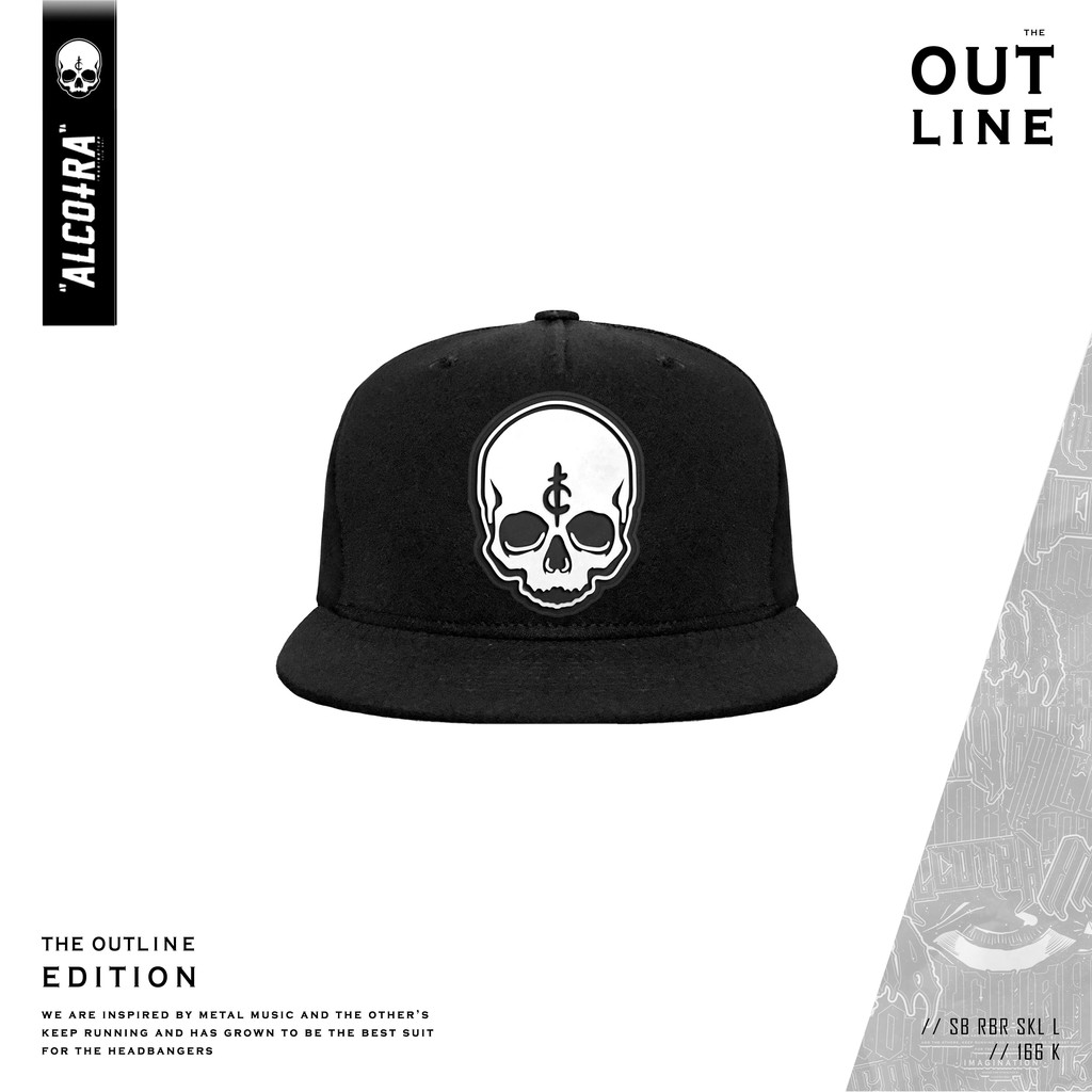 SB RBR SKULL L / SNAPBACK HITAM LABEL PATCH KARET