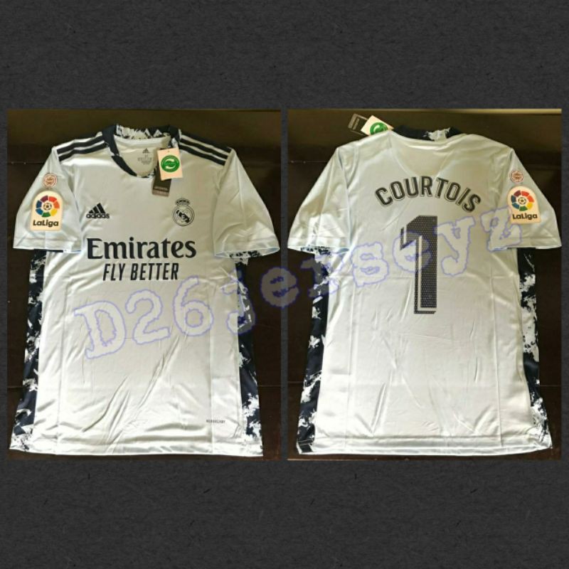 Jersey Real Madrid KIPER 2020 / 2021 OFFICIAL + Cetak nama Font La Liga OFFICIAL + Patch La Liga