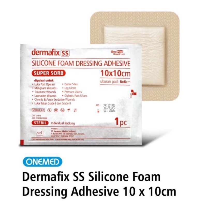 Dermafix SS 10cm x 10cm | Silicone Foam Dressing Adhesive Super Sorb onemed