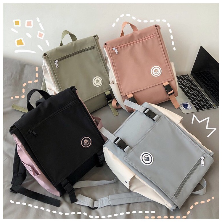 Zana Twotone Korean Polyester School backpack/Tas ransel Laptop Polos Twotone Nilon waterproof import remaja