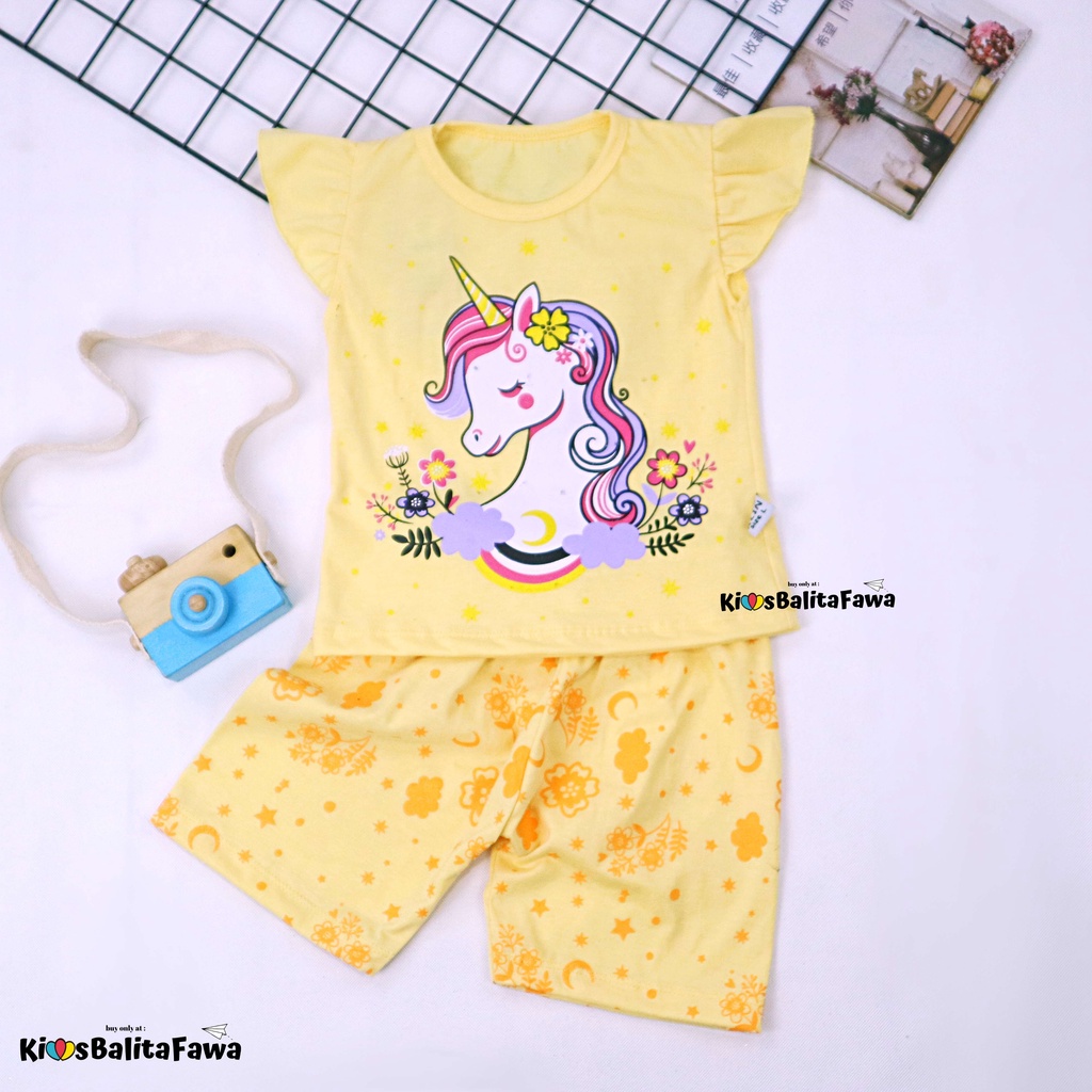 RUFFLE TEE Set Poo uk 0-7 Tahun / Setelan Bayi Anak Perempuan Karakter Import Baju Tidur Balita Baby babycinnamon