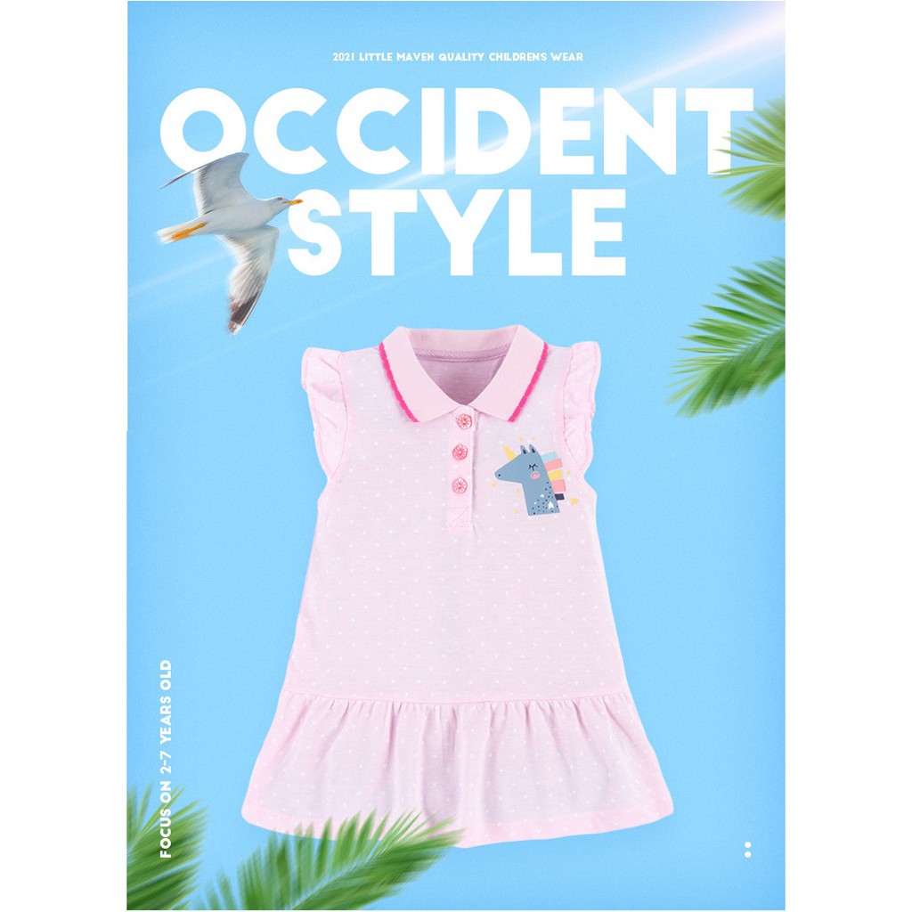 Baju Pakaian Dress Fashion Anak Perempuan LITTLE MAVEN POLO DRESS PINK S0808