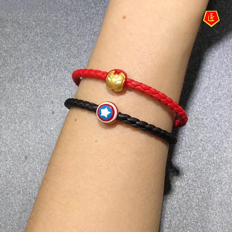 [Ready Stock]3D Golden Superman Lucky Beads Bracelet