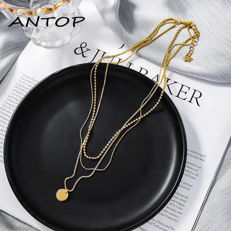 Korea Fashion Multilayer Liontin Kalung Wanita Emas Choker Perhiasan Aksesoris ANTOP