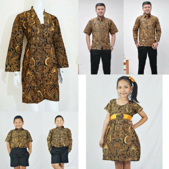 Batik Couple Keluarga Papa Mama Anak Cowok Anak Cewek Bahan Sogan Motif Pisang Bali Bisa Seragaman