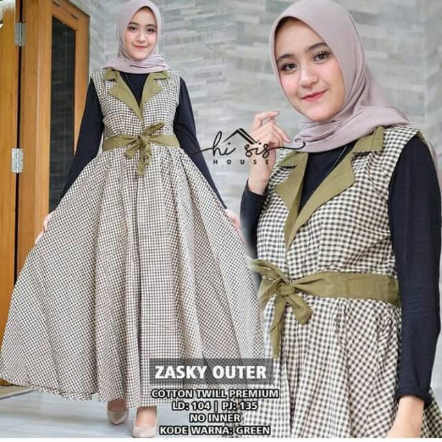 Outer  Zasky Katun Twill Premium ( hijau ) Atasan Baju Wanita