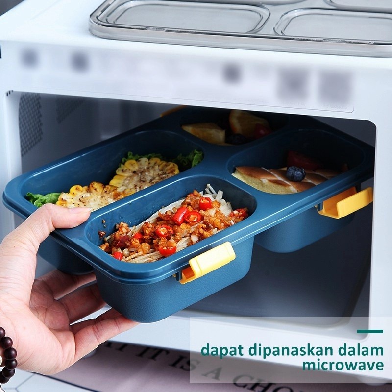 E010  Kotak Bekal Tempat Makan Lunch Box 4 Sekat / Kotak makan Bento 4 Grid