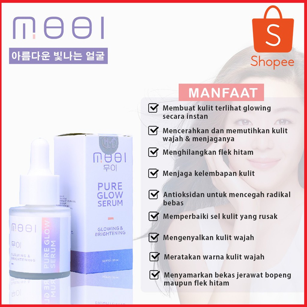 MOOI Pure Glow Korea BPOM Original Serum Skin Care Wajah Putih Glowing Bebas jerawat dan flek hitam