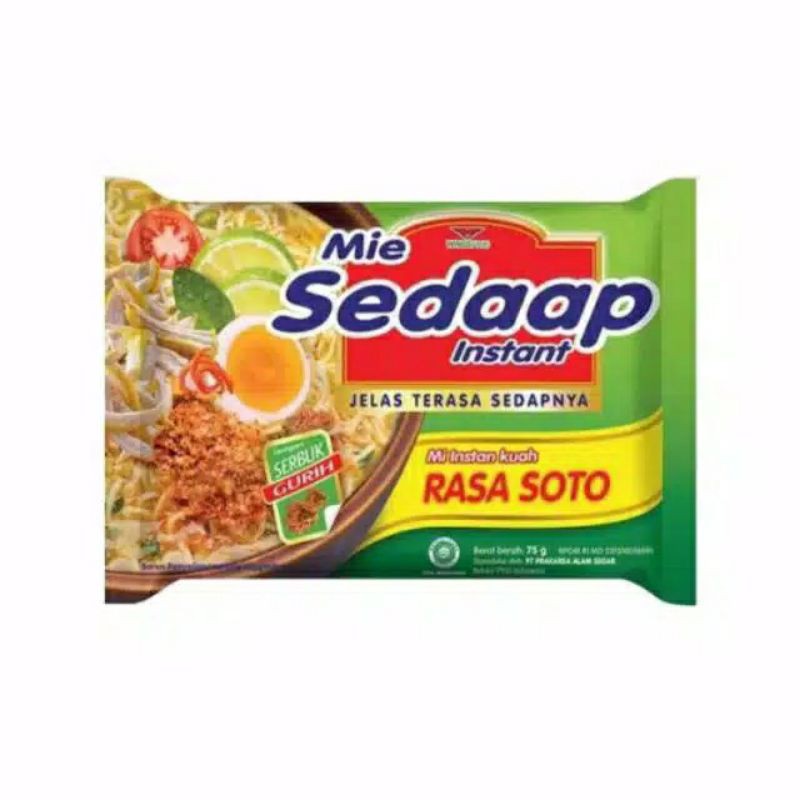 

mie sedap instant rasa goreng, ayam bawang, soto