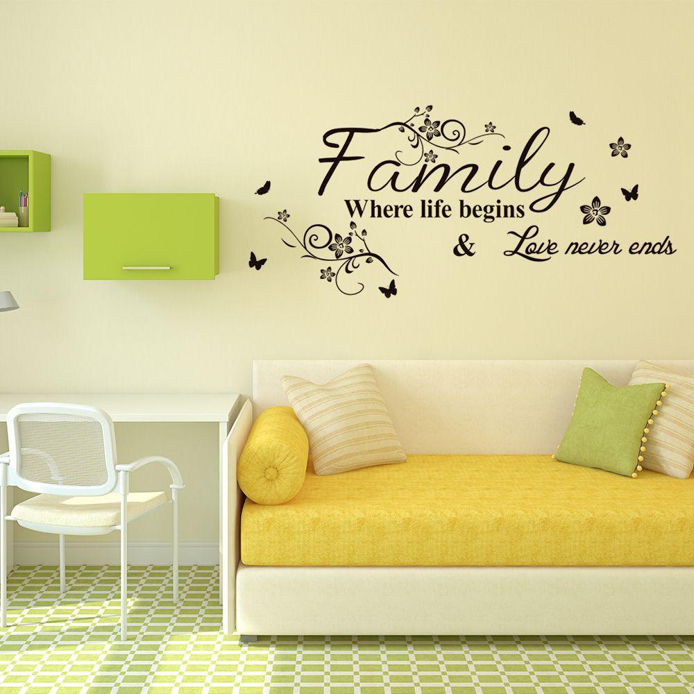 R-flower Quote Viny Murals Dekorasi Rumah Ruang Tamu Removable Ungkapan Inggris