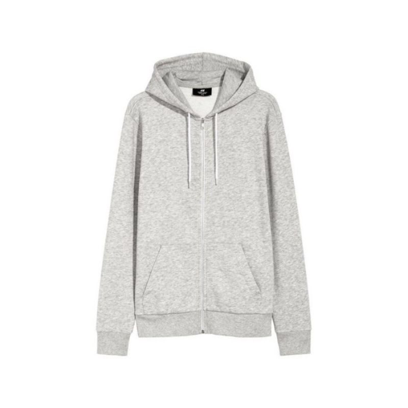 Zipper Jaket Hoodie Polos H&amp;M Premium Oversize Tebal Dark Grey / Misty Grey untuk Pria dan Wanita