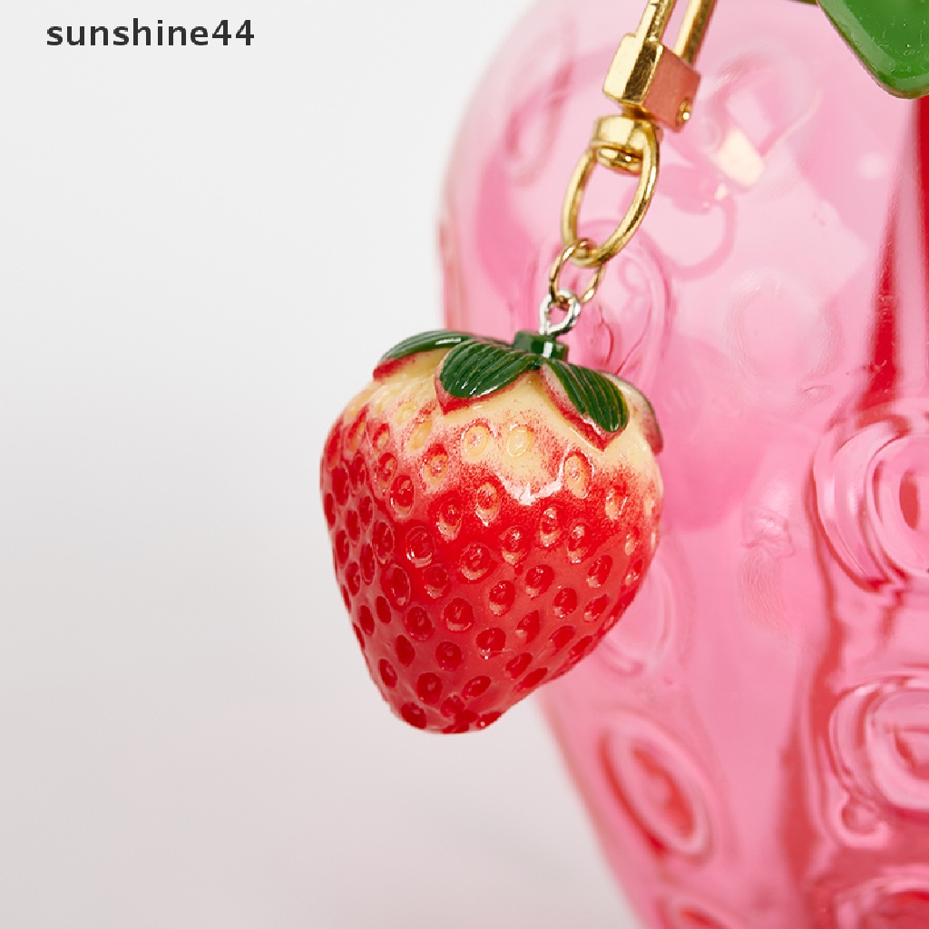 Sunshine Cangkir Minum Susu / Teh / Kopi Bahan Plastik Motif Kartun strawberry Dengan Sedotan