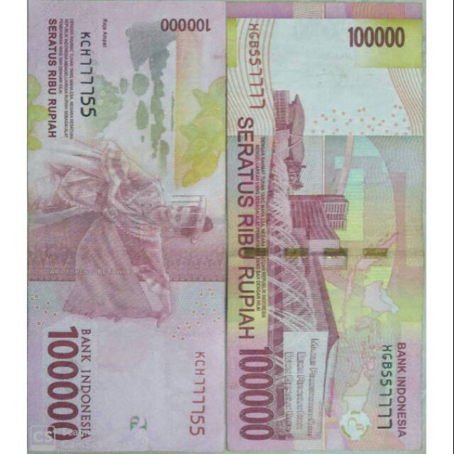Uang Mahar seri cantik Rp 100.000 seri double triple 250rb/lembar