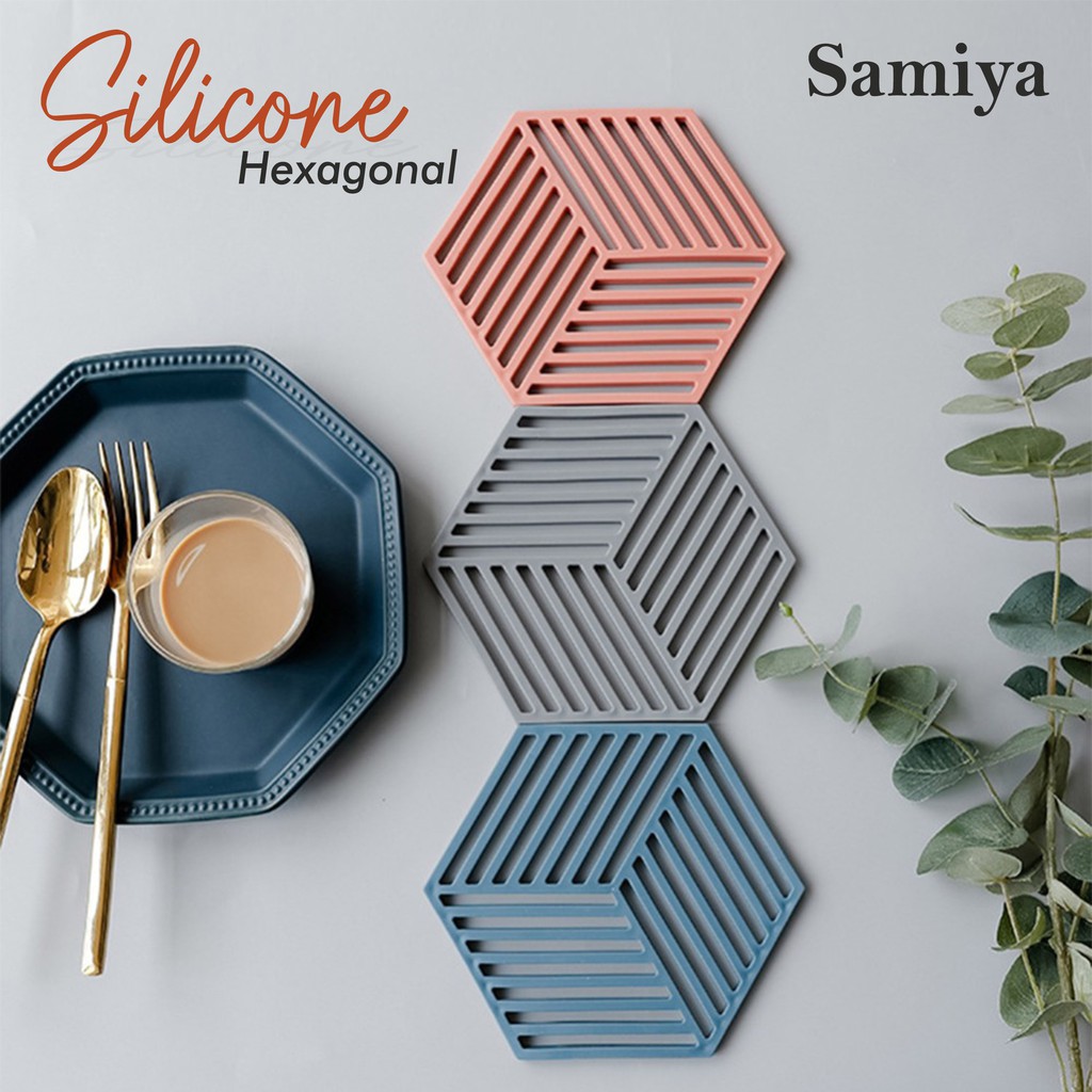 coaster cup glass hexagon / alas tatakan gelas cangkir piring mangkok / japanese table pad hexagonal