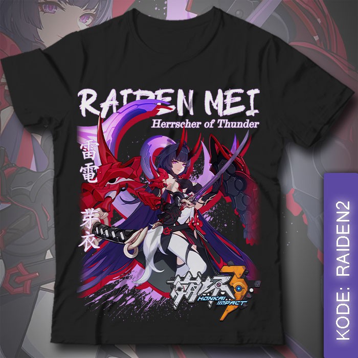 Baju Kaos Game Honkai Impact Raiden Mei Herrscher of Thunder