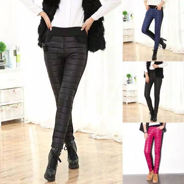 Woman Winter Down Trousers Legging Padding Pants Celana Musim Dingin Wanita