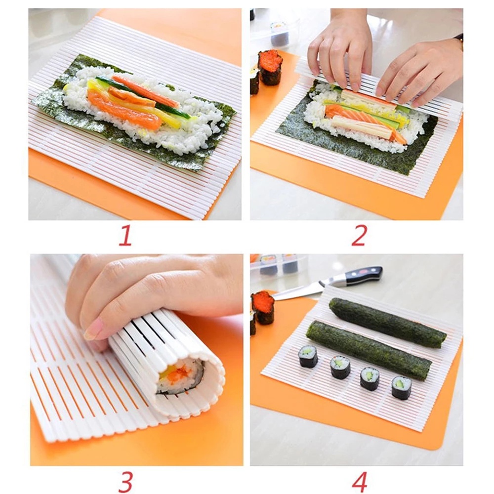 Cetakan Penggulung Sushi Bahan Plastik Ukuran 21x24cm Dapat Dicuci Dan Digunakan Kembali Gaya Jepang