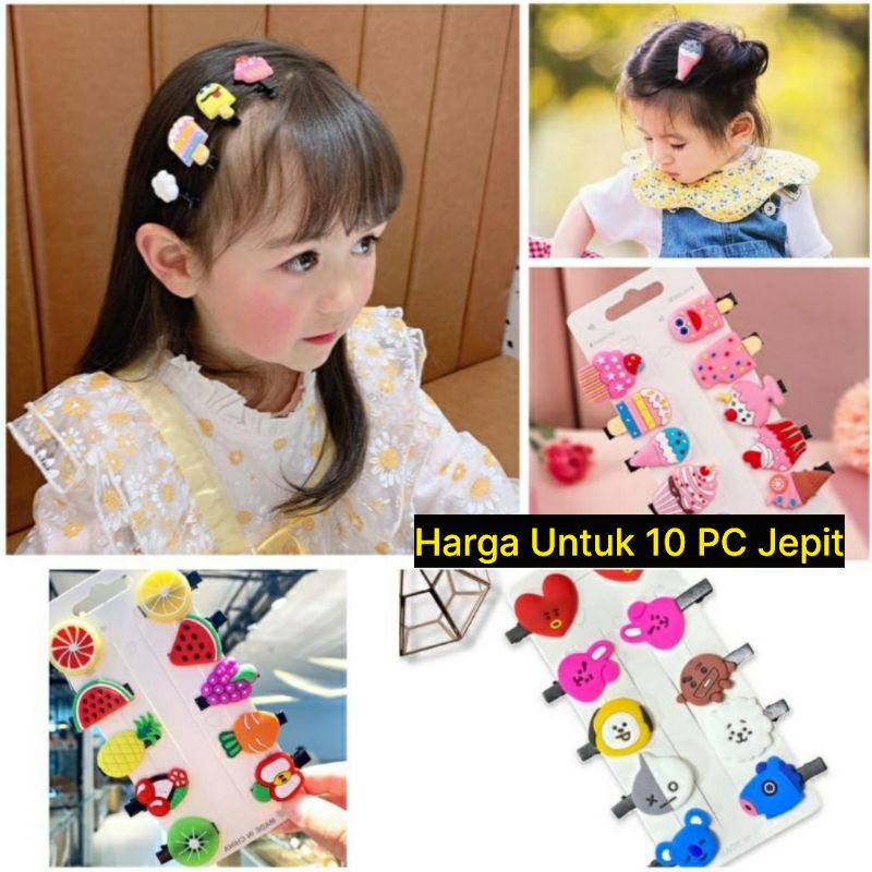 [ 10PCS ] Set Jepit Jepitan Rambut Anak Motif BTS Ice Cream Buah Fruit Gaya Korea