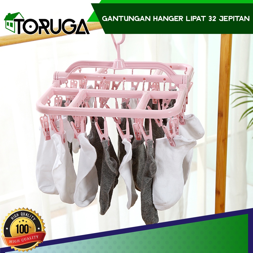 Gantungan Jemuran Baju Bayi Kaos Kaki Hanger Underware 32 Jepitan Kaitan Lock Anti Angin