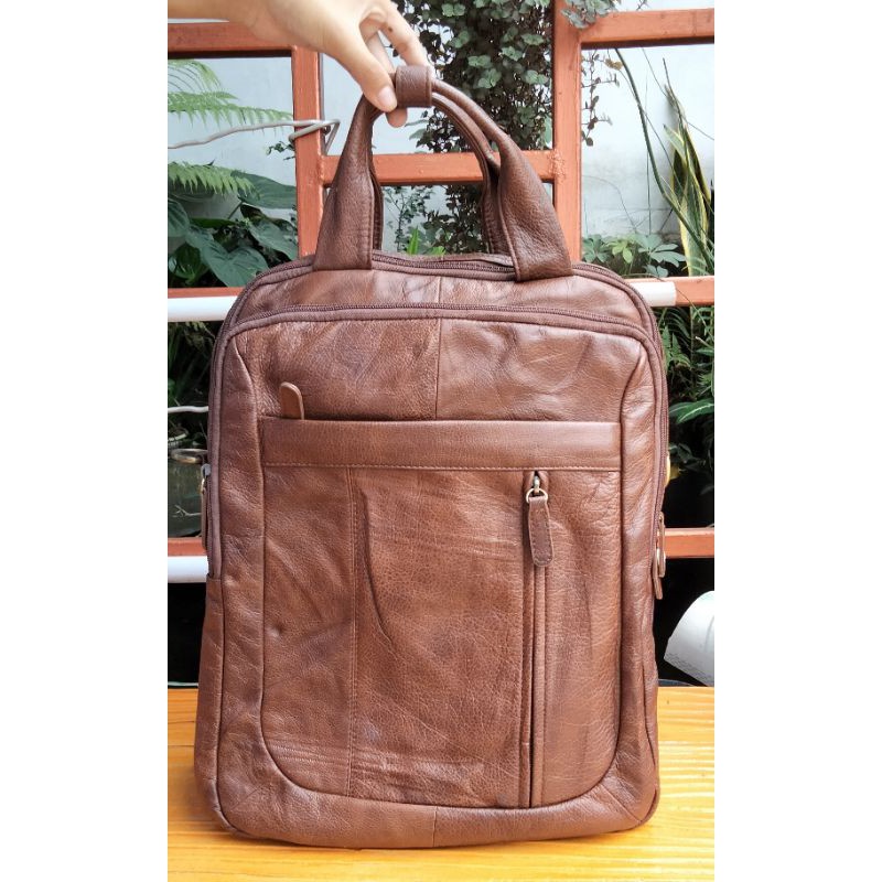 Tas Ransel Kulit Asli / Bag Laptop Leather / Tas LAPTOP kulit asli