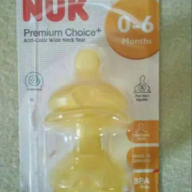 Dot NUK Kuning Latex Wide Neck Premium Choice 0-6 Bulan size 1S 1 pcs