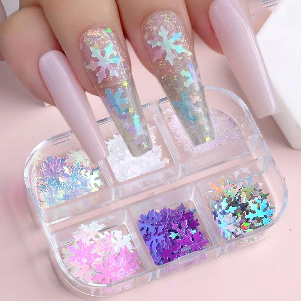 AUGUSTINA Agustina Nail Art Payet Wanita Holo Maple leaf Glitter Flake Winter Paillette 3D Dekorasi Nail Art