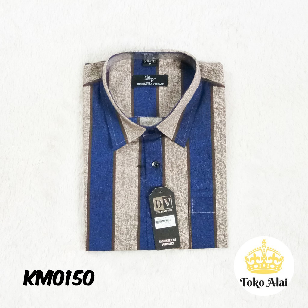 AL - KEMEJA SALUR PRIA STRIPE LENGAN PENDEK COWOK DONNATELA VERSACE 1124 KM0150
